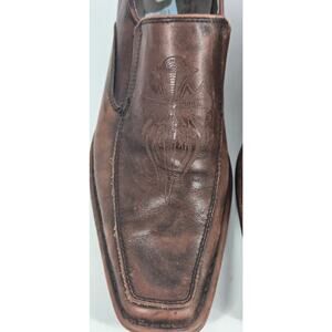Mark Nason Slip On Leather Shoes Embossed Y2K Square Toe Mens 8.5 Brown Loafer